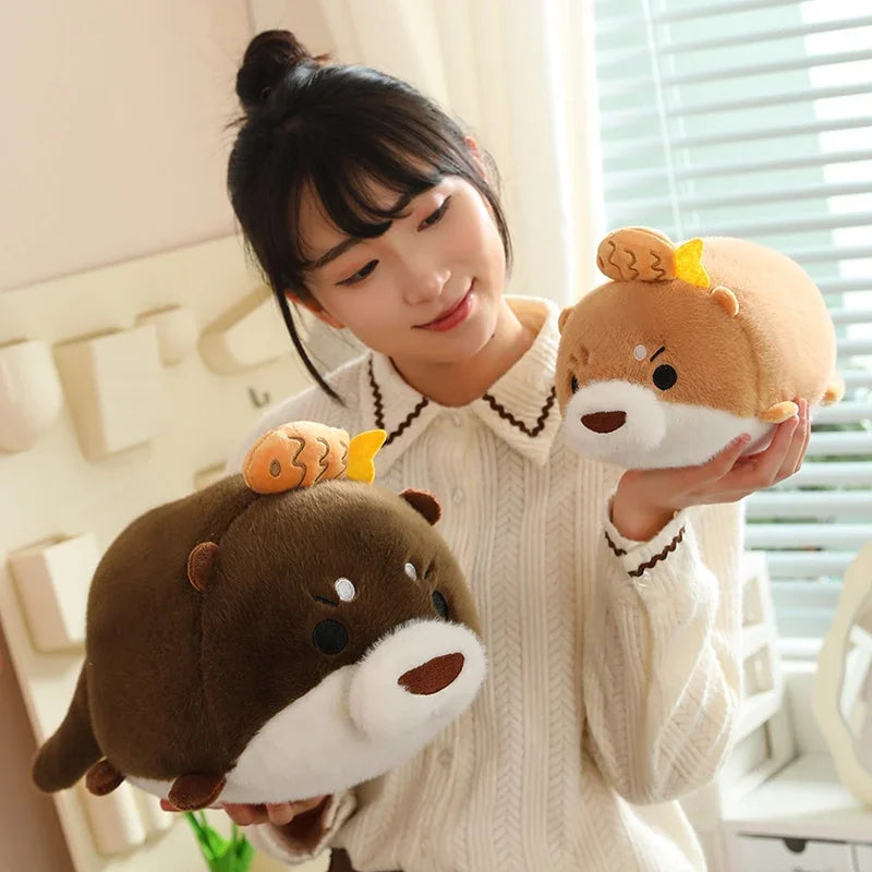 Fluffy Cartoon Otter Plush Toys Baby Kids Cute Lovely Bank Beaver Soft Stuffed Dolls For Christmas Holiday Birthday Gift