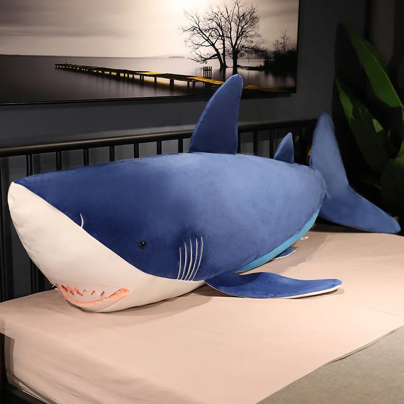 60/90/110cm Cute Shark Plush Toy Soft Stuffed Sleeping Animal Reading Pillow for Birthday Gifts Cushion Doll Gift