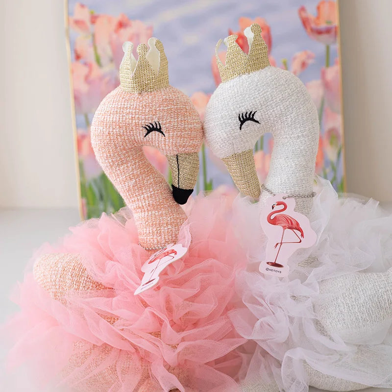 40CM Beautiful Crown Flamingo Plush Toys Romantic Elfereture Stuffed Animal Doll For Lover Festival Wedding Gift