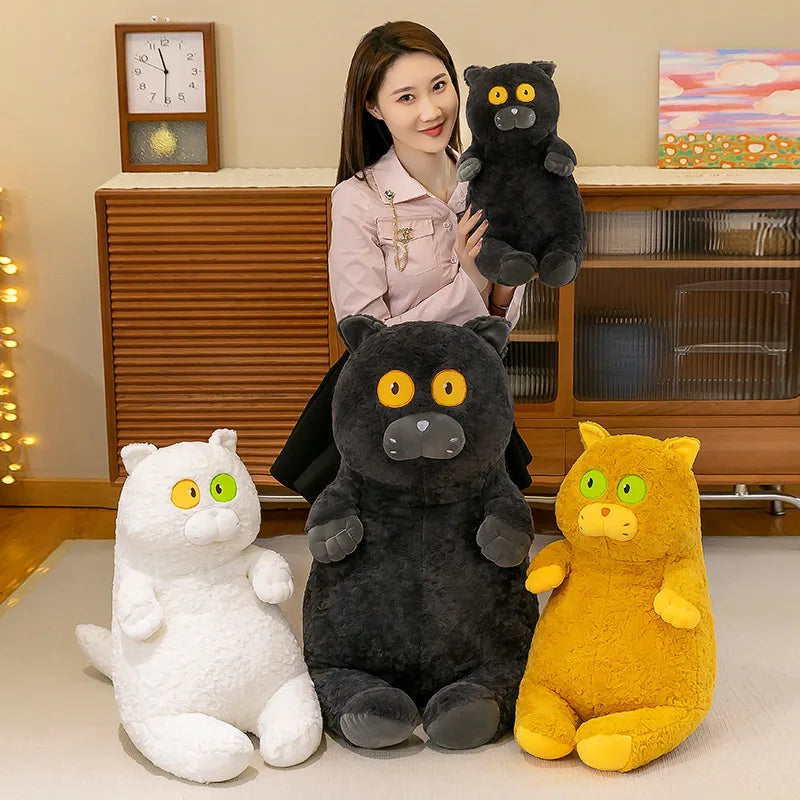 Cuddly Soft Stuffed Gaint Sitting Colorful Cats Staring Dolls Plush Animals Wide-eyed Cat Kawaii Toys Sofa Bed Pillow Kids Gift