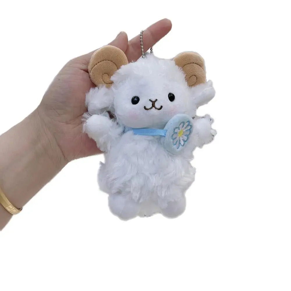 New White Cartoon Sheep Plush Doll Cute Bag Ornament Keychain Pendant Universal Car Decoration Hanging Pendant Universal