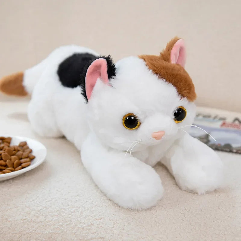 Realistic Cute Lying Cat Doll Plush Toy Soft Stuffed Animal simulation Pet Kitten Pillow Home Decor for Girls Kids Birthday Gift