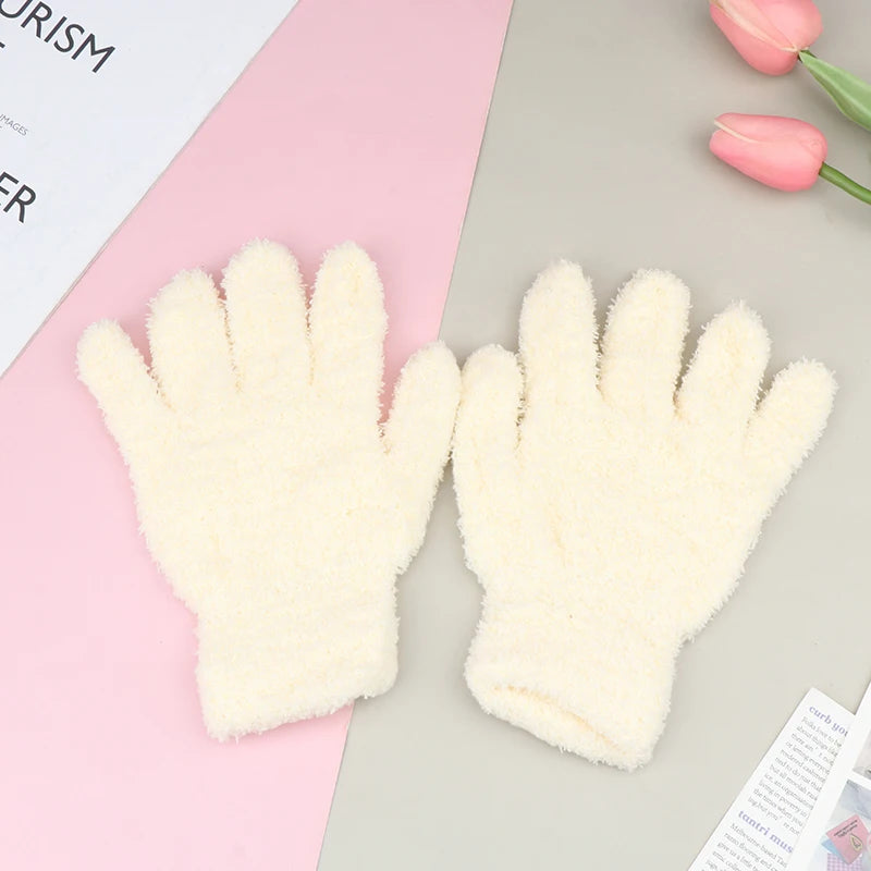 Lovely Coral Velvet Furry Breathable Gloves Winter Solid Color Versatile Plush Thickened Cold-proof