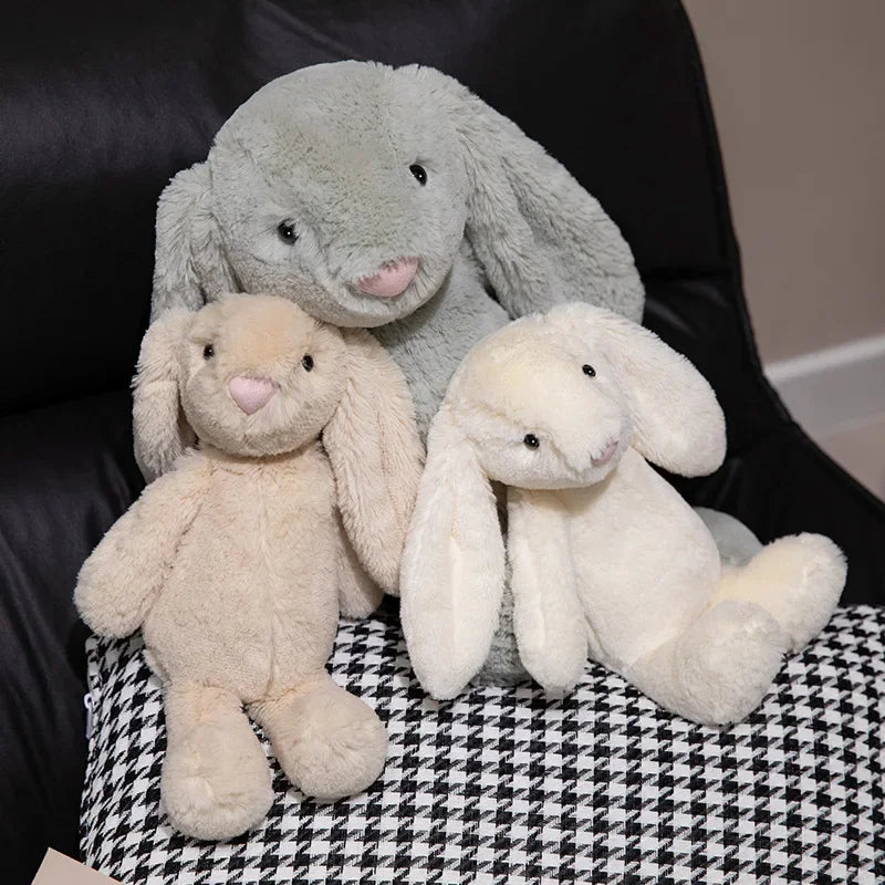 20-45cm Kawaii Long Ears Rabbit Plush Doll Appease Pillow Gray White Brown Healing Rabbit Plushies Toy For Girls Birthday Gift