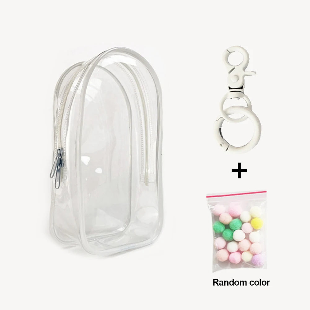 Protective Bag Thick Silicone Case For Labubu v1 v2 / Liila cat PVC Transparent Doll Dustproof Box with Keychain and balls