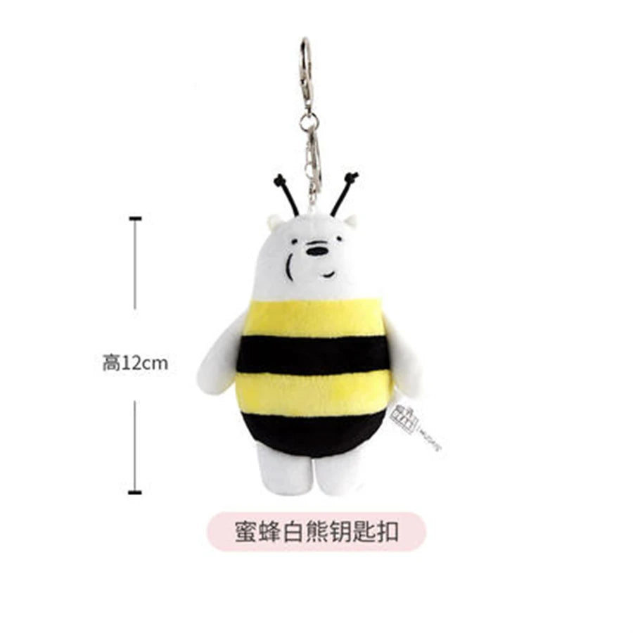 12cm We Bare Bears Anime Plush Keychain Toys Pendant Grizzly Panda Ice Bear Key Ring Stuffed Dolls Plushies Gifts