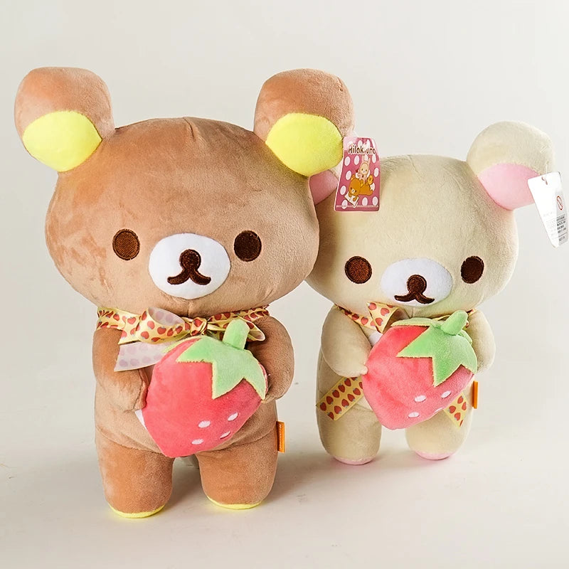 Kawaii Rilakkuma Plush Toys Strawberry Teddy Bear Stuffed Doll Plushies Cute Animal Kawaii Room Decor Birthday Gift for Kid