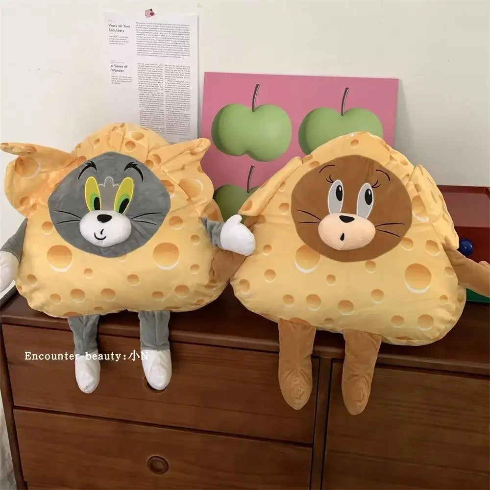 Cute Cheese Tom and Jerry Plush Back Cushion Throw Pillow Stuffed Anime Very Soft Cat Mouse Plushies Sofa Bed Cuddly Pillow Gift