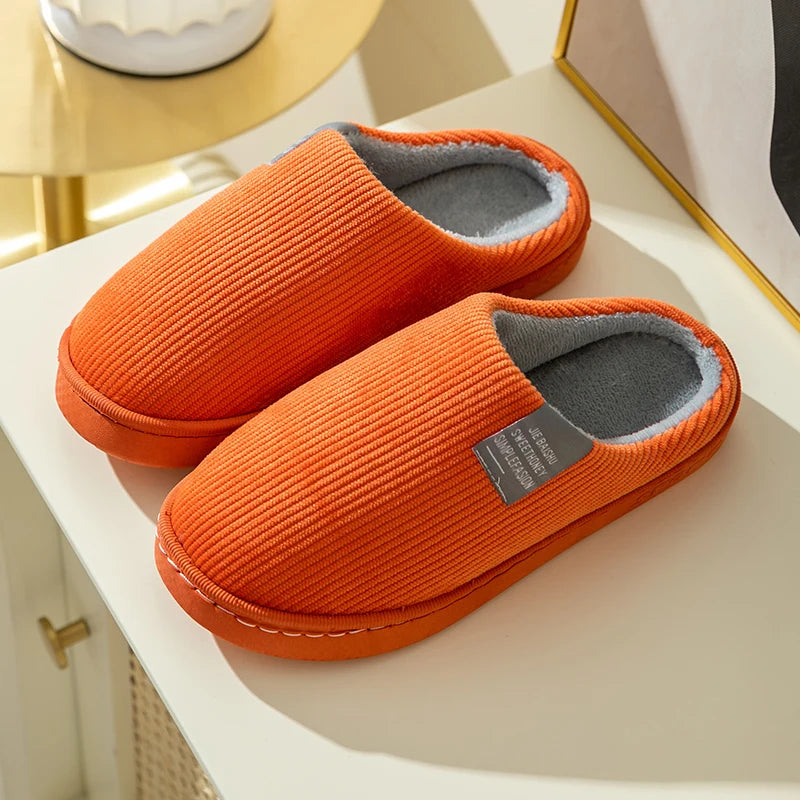 Thick Sole Home Indoor Outside Men And Women Couples Winter Household Warm Fluffy Slippers High Heels Plush Cotton Shoes Ladies