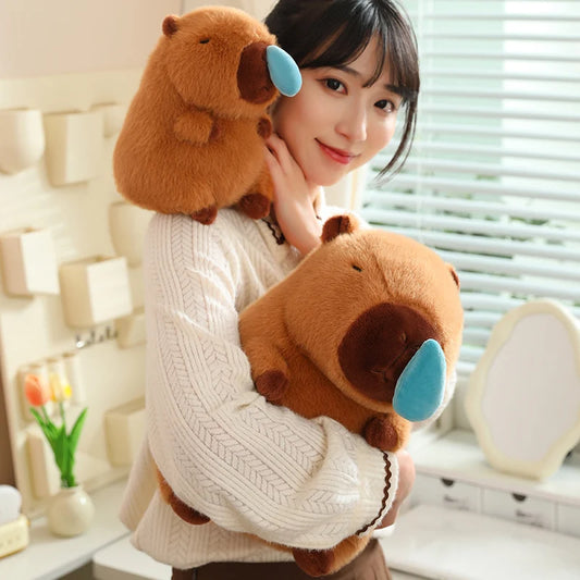 22/33cm Cute Snotty Capybara Plush Toy Simulation Animals with Stretchable Nasal Mucus Capibara Fluffty Doll Birthday Gifts