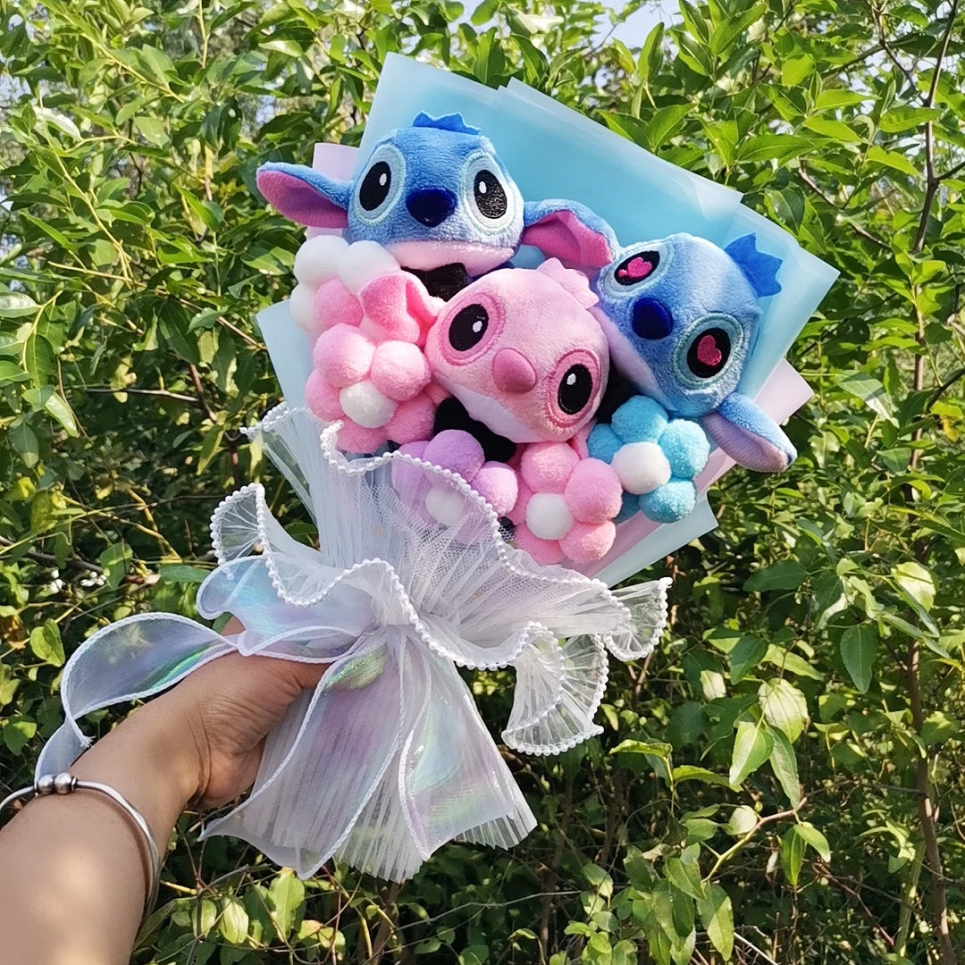 Plush Bouquet Cartoon Lovely Lilo and Stitch Stuffed Animals Doll Toys Valentine's Day Christmas Graduation Birthday Gifts