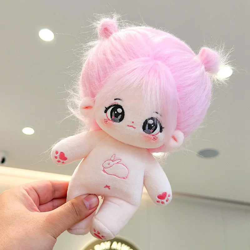 20cm Cute Pink Rabbit IDol Doll Anime Plush Star Dolls With Bow Dress Stuffed Customization Figure Toys Cotton Plushies Toys