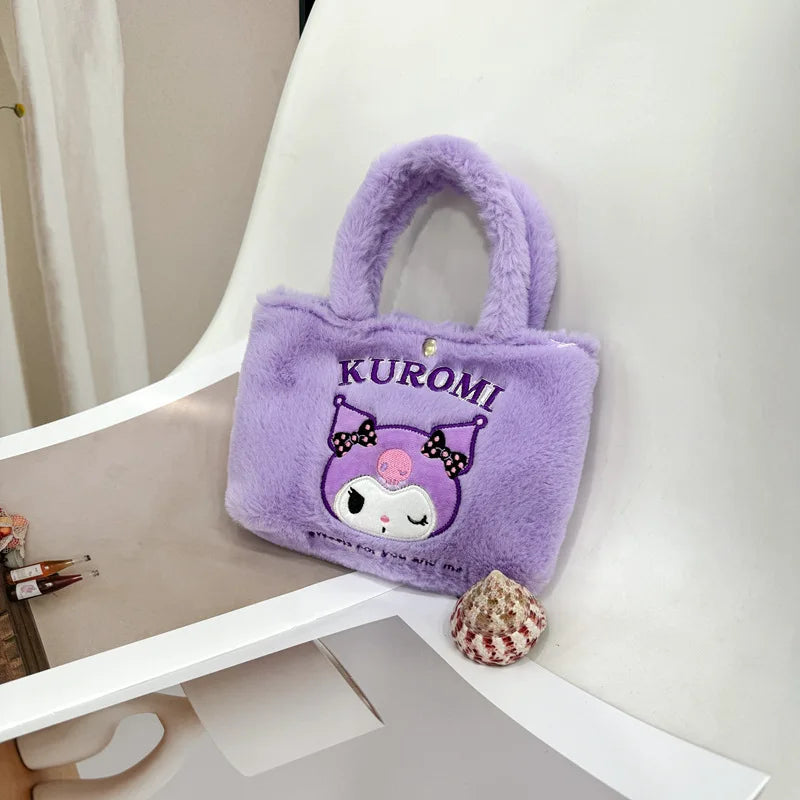 Sanrio Kuromi Plush Bag Melody Kitty Shoulder Bag Handbag Birthday Gift Female Accessories Peripheral Toys Movie Peripherals