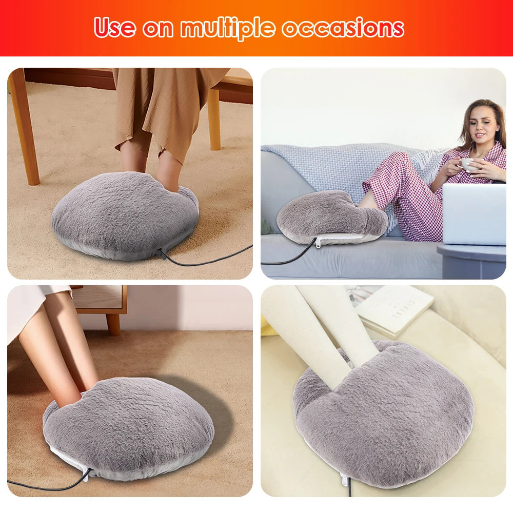 USB Winter Electric Foot Heating Pad Under Desk Household Foot Warmer Heater Soft Plush Foot Warming Thermostat Mat Warm Pad