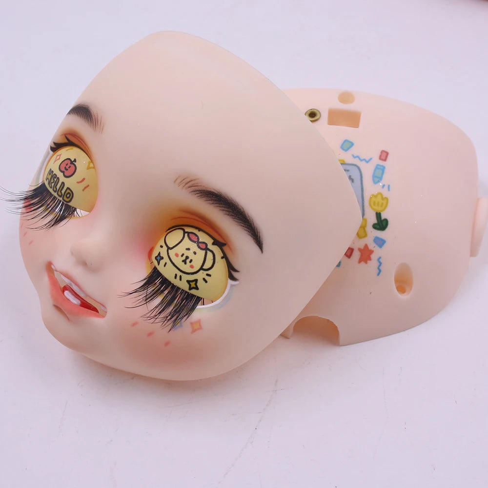 Blyth1/6 doll Hand-painted shell DIY frosted face lip carving eyebrows handmade Ears