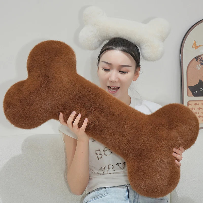 Kawaii Bone Shape Plush Pillow Stuffed Doll Pendant Soft Long Bone Nap Head Support Sleeping Cushion Home Decor Pets Dog Gift