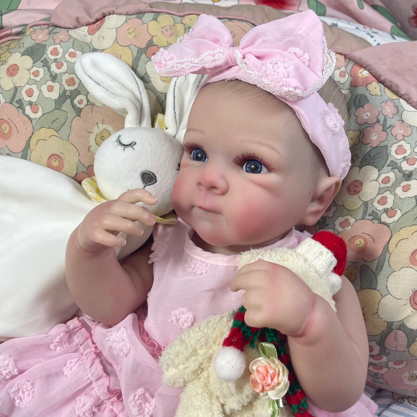 MRB 18Inch Finished Reborn Baby Doll Full Silicone Vinyl Girl Washable Bettie With Painted Lifelike 3D Skin Reborn Christmas Toy