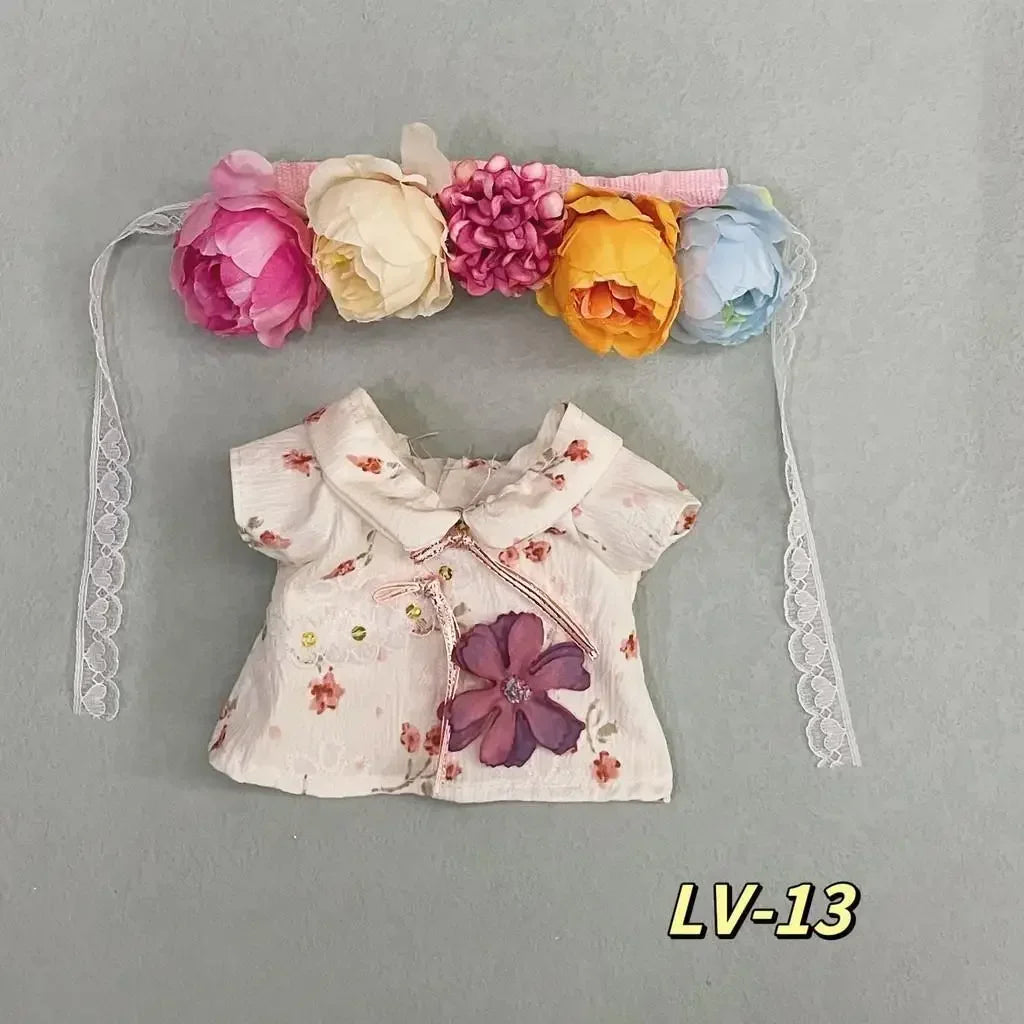 Doll dress up Lolita maid cute princess small skirt casual suit for Baby Three V3/ 20cm cotton doll clothes no doll