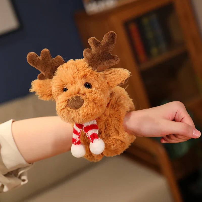 Kawaii  Animal Slap Snap Wrap Wristband Bracelet Elk&Foxes Plush Hand Ring Wristband Kids Toys Elegant Christmas Gift