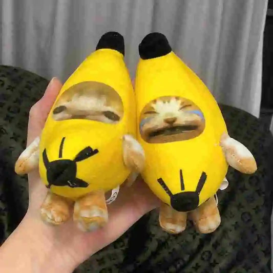 2024 New Hot Banana Cat Doll Pendant Keychain Crying Happy Banana Cat Figure Kids Peluche Toys Gifts Birthday Christmas Toys Gif