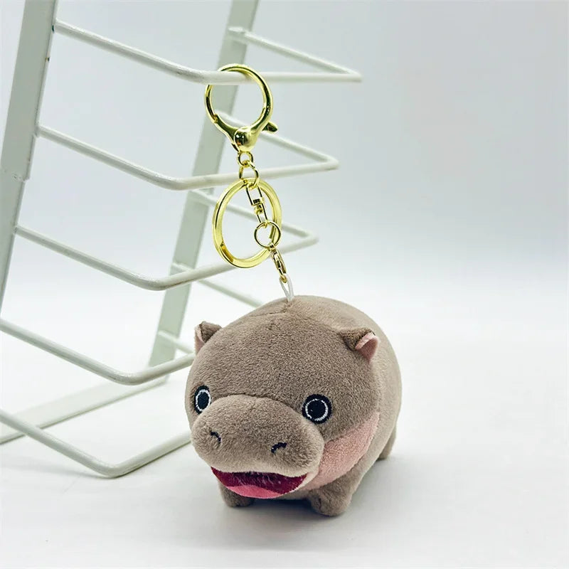 Moo Deng Plush Keychain Bag Pendant The Hippo Plush Doll Key Chain Cute Pygmy Hippopotamus Bouncy Pig Plush Doll Bag Charms