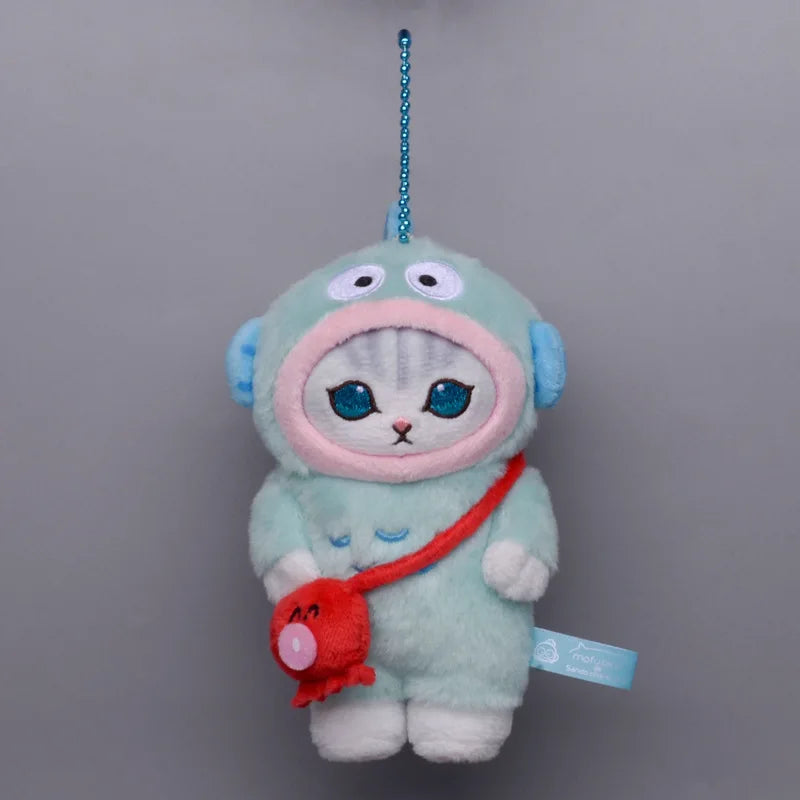 Kawaii Sanrio Plush Keychain Hello Kitty Kuromi Ugly Fish Cat Crossdressing Shark Cat Fried Shrimp Toy Cinnamoroll Bag Pendant