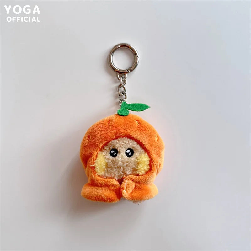 9Cm Kawaii Bt21 Small Animal Mini Plush Keychain knapsack Pendant Cartoon Fruit Headband Series Plush Doll Pendant Birthday Gift