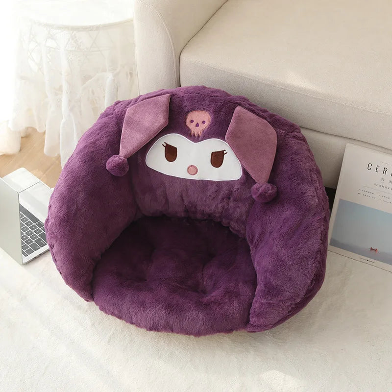 Cute Anime Sanrio My Melody Seat Cushion For Chair Pom Pom Purin Kuromi Back Cushion Comfortable Warm Butt Girly Sitting Cushion