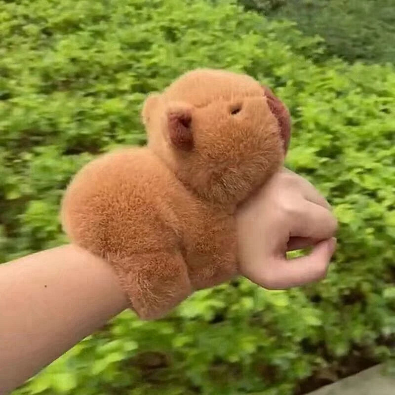 Lovely Capybara Animal Slap Snap Wrap Wristband Bracelet Plush Stuffed Animal Kawaii Capybara Hand Ring Wristband Kid Funny Toys