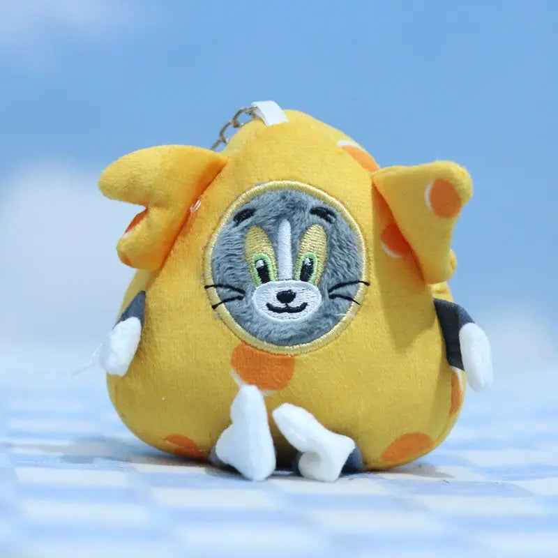 Cartoon Tom And Jerry Plush Key Ring Childhood Classics Anime Figure Cheese Cat Pendant Stuffed Keychain Soft Doll Toys Kid Gift