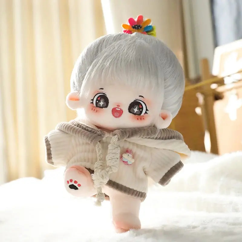 20cm No Attribute Ace of Spades Cotton Doll with Skeleton Silver Hair DIY Doll Plush Human Doll Figure Doll Collection Gift