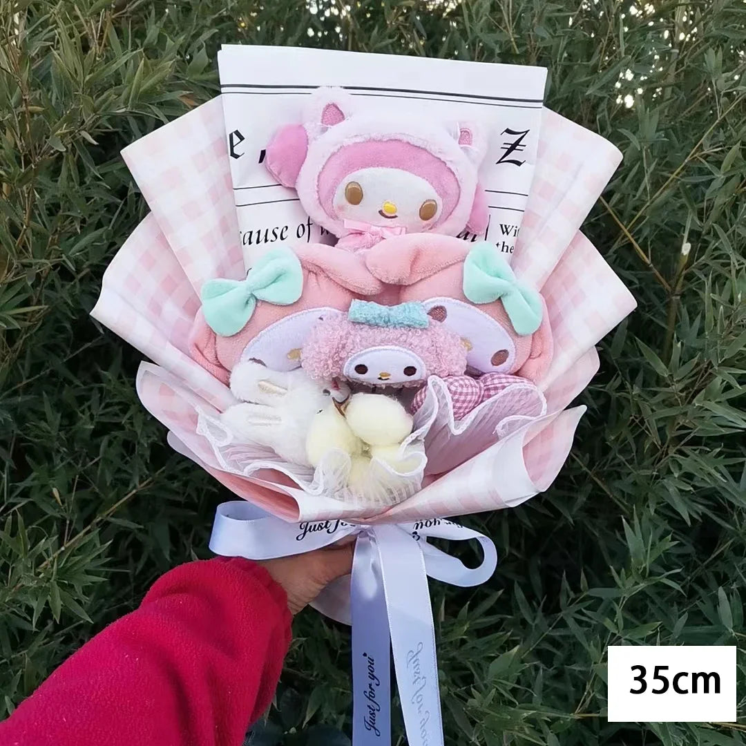 Hello Kitty Cartoon Plush Bouquet  Anime  Rose Soap Flowers  Doll Home Wedding Decoration Christmas Valentine's Day Gift