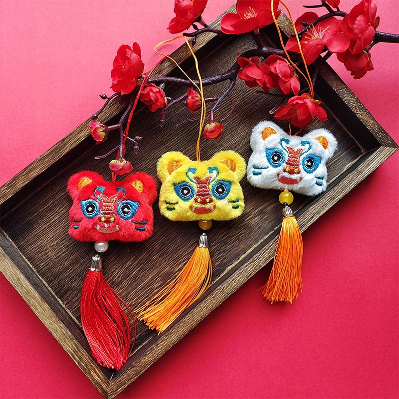 1PCS Chinese Style Festive Plush Lion Dance Tassel Pendant Luggage Hanging Decoration Bag Pendant Accessories