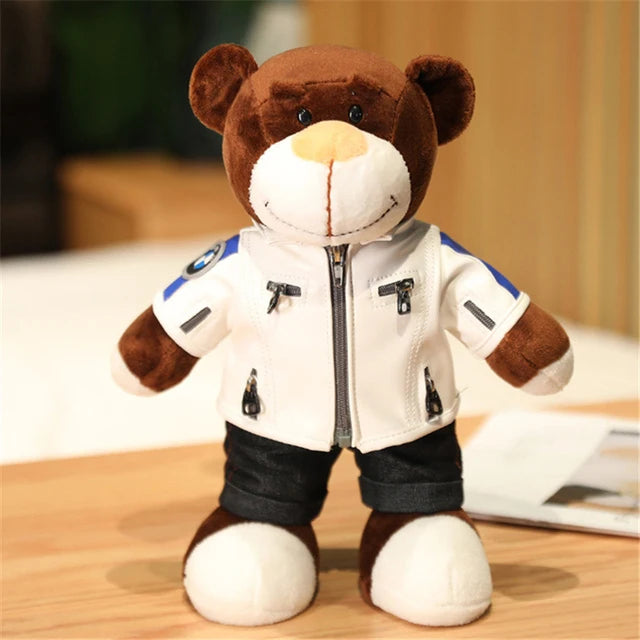 Funny Cool Creative Helmet Teddy Bear Motorcycle Doll Locomotive Bear Plush Toys Motorcycle Racing Christmas Decor Gift