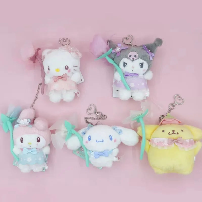 New Selling Hot Sanrio Hellokittys Kuromi My Melody Plush Doll Anime Kawaii Girl Plush Toy Bag Accessories Pendant Gift Keychain