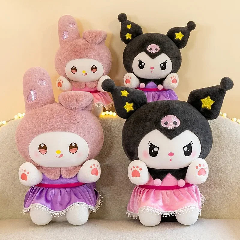 80cm 65cm Big Size Sanrio Kuromi My Melody Anime Plush Stuffed Doll Cartoon Character Room Decoration Bed Pillow Holiday Gift