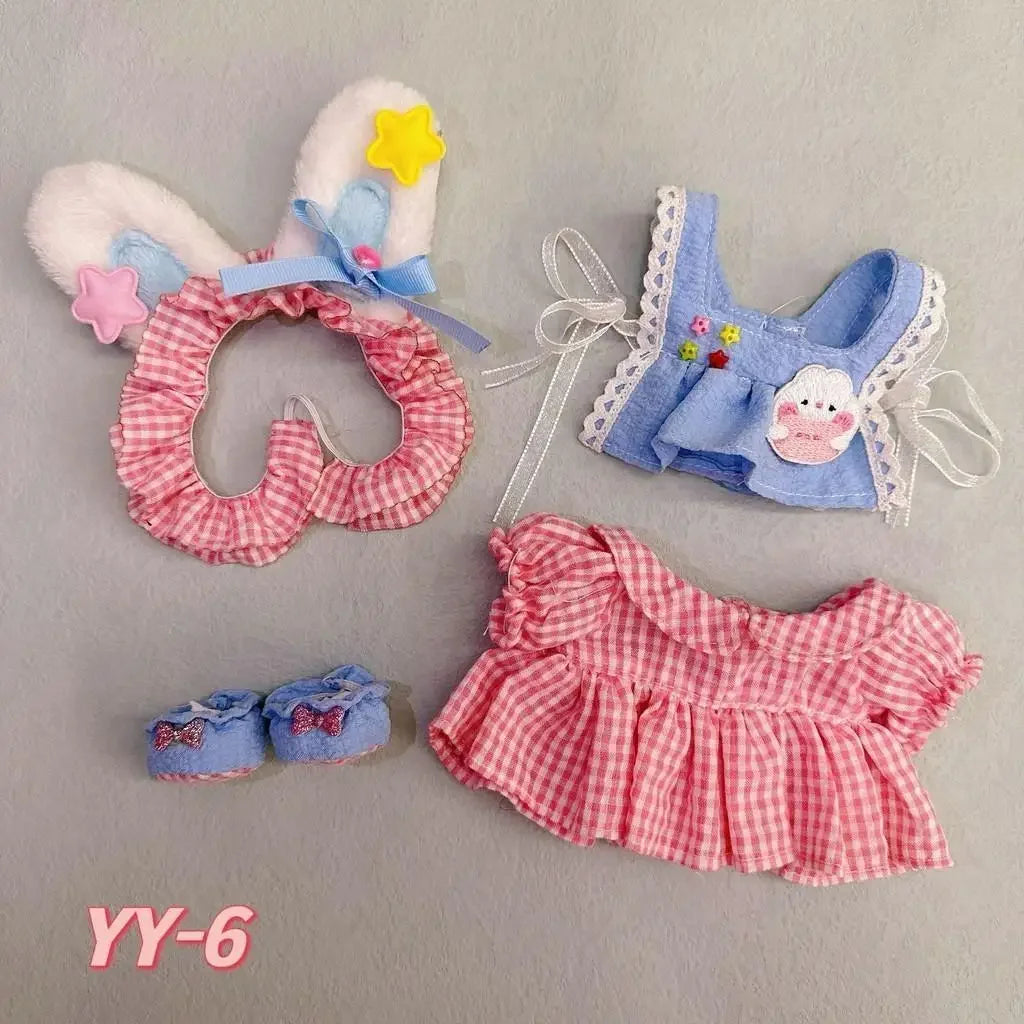 20Cm cotton doll clothes college style suit plush doll rechange cute baby clothes skirt (no doll)