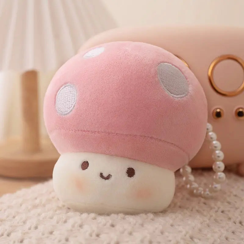 10cm Kawaii Mini Red Mushroom Plush Pendant Toys Stuffed Simulation Plant Doll Shiitake Mushrooms Plushie Girls Nice Gift