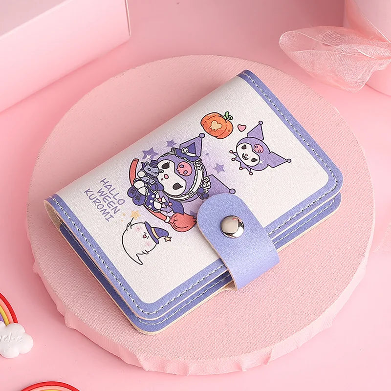 Kawaii Sanrio Wallet Bag Hello Kitty Bank Card Bag Id Credit Card Holder Cartoon Kuromi My Melody Cinnamoroll Bag Pu Mini Album