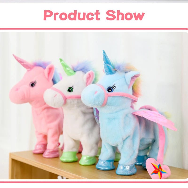 Plush Unicorn Toys for Girls Kids Walking Talking Plush Electric with Music Toy 35cm Cute Plush Robot Children's Gift 2023 New