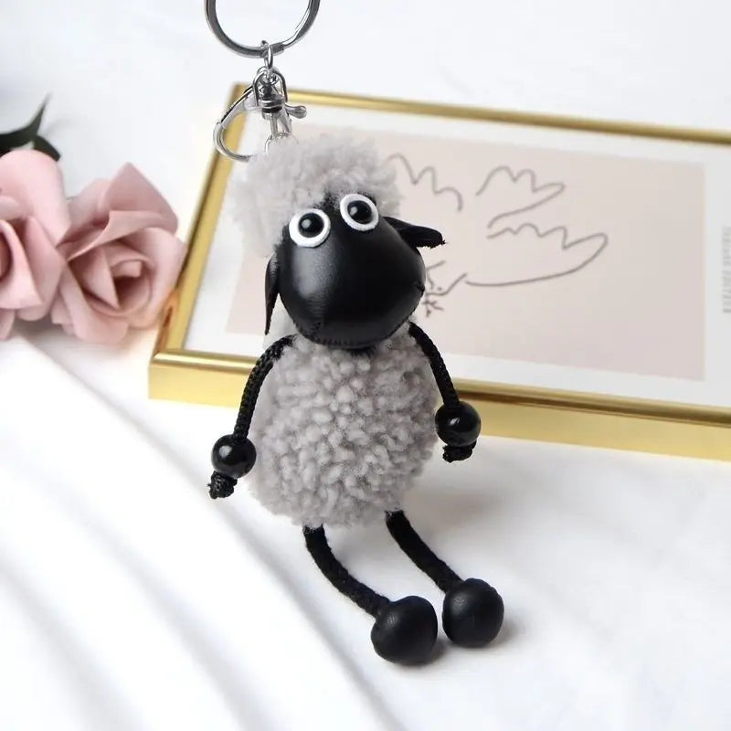 Cute and Creative Lamb Plush Toy Car Pendant Simulation Lamb Keychain Bag Small Pendant Gift for New Year's Gift to Friends