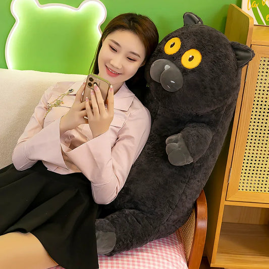 Cuddly Soft Stuffed Gaint Sitting Colorful Cats Staring Dolls Plush Animals Wide-eyed Cat Kawaii Toys Sofa Bed Pillow Kids Gift