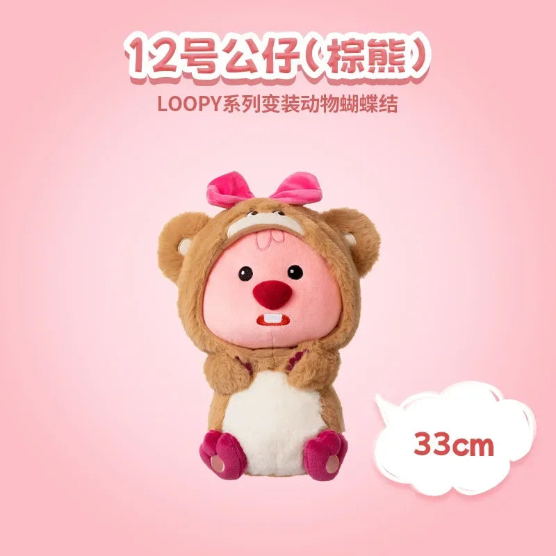 MINISO Loopy Plush Doll Toy Rabbit Brown Bear Doll Loopy Series Dressing Animal Dolls Figure Bow 12 Dolls Cute Girls Gift Toys